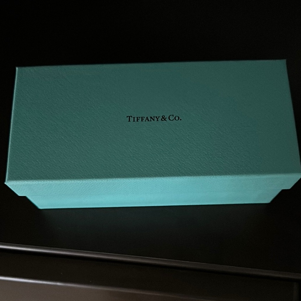 Tiffany & Co. Blue sunglass/eyeglass box, soft case, warranty card & cloth